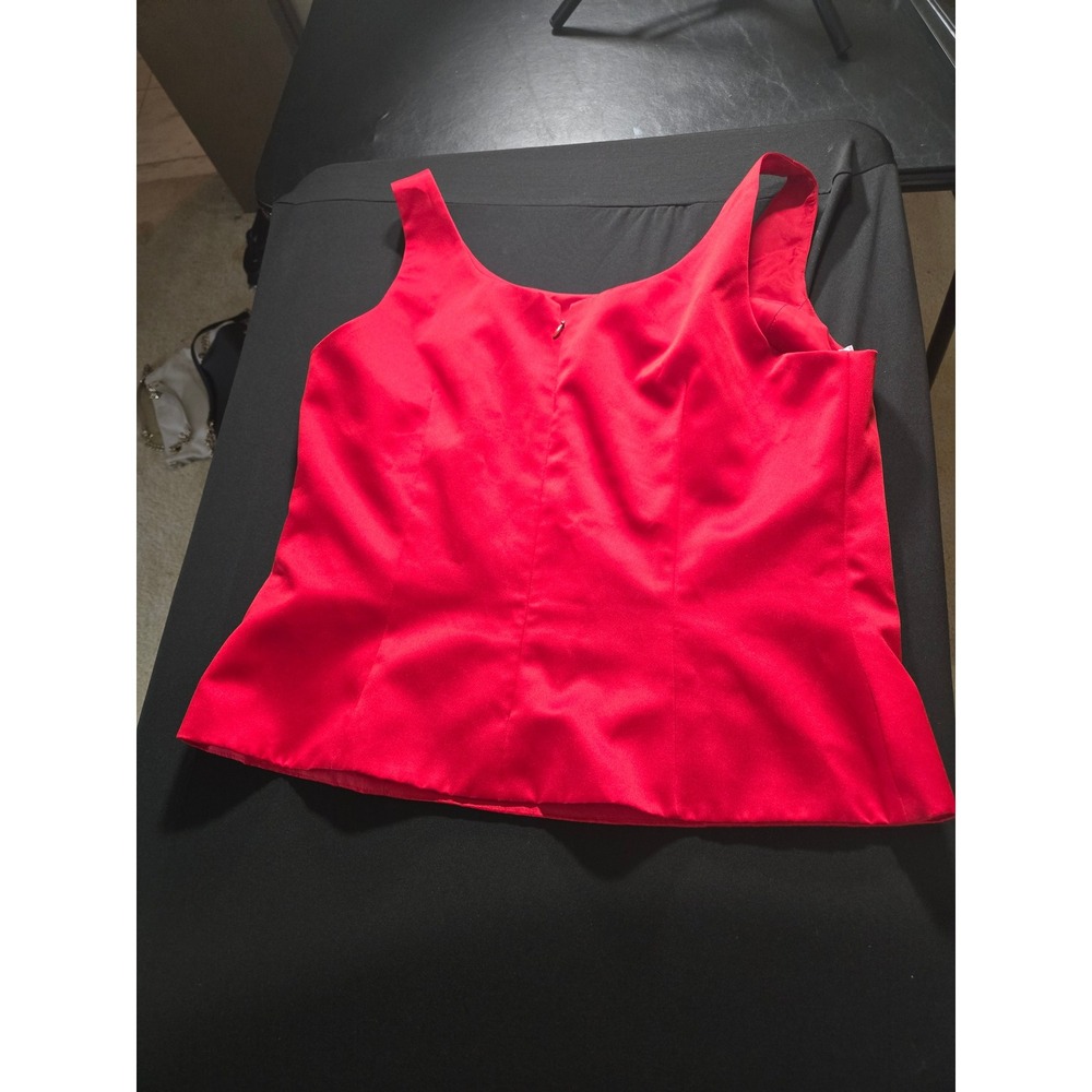 Unbranded Satin Beaded Scoop Neck Blouse Women XL Red Excellent Formal Tank Top